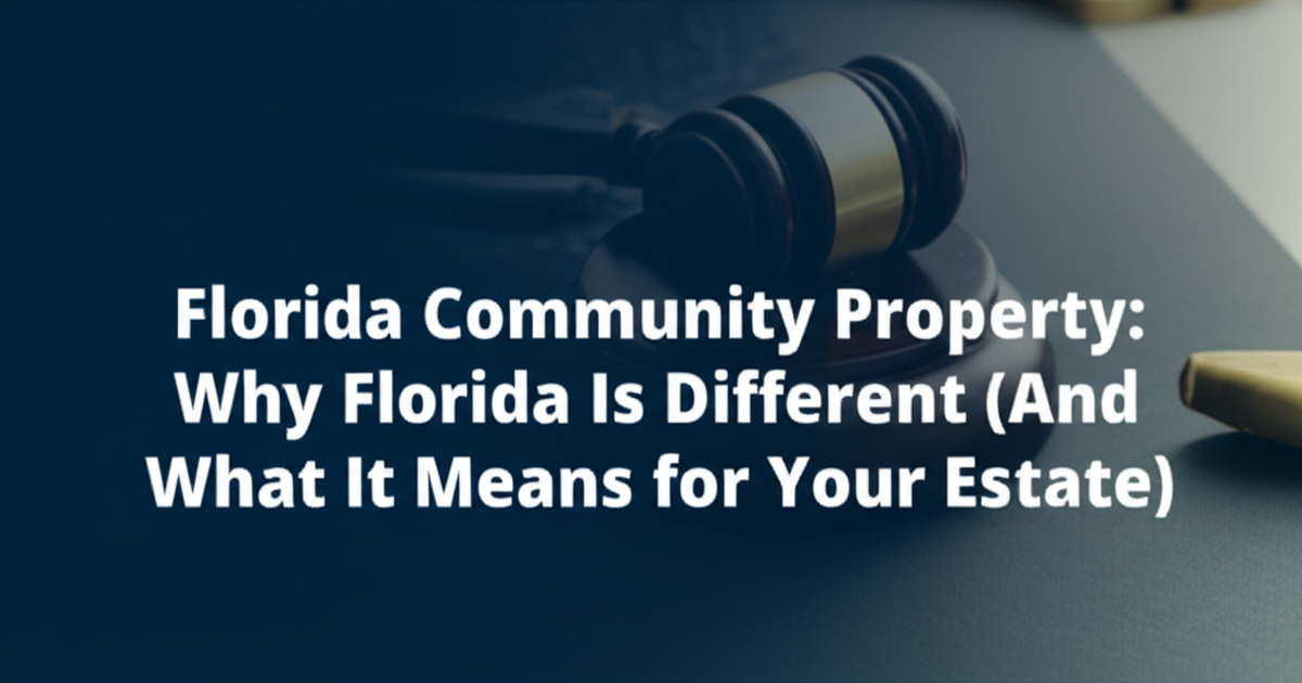 Florida Community Property: Why Florida Is Different (And What It Means for Your Estate)