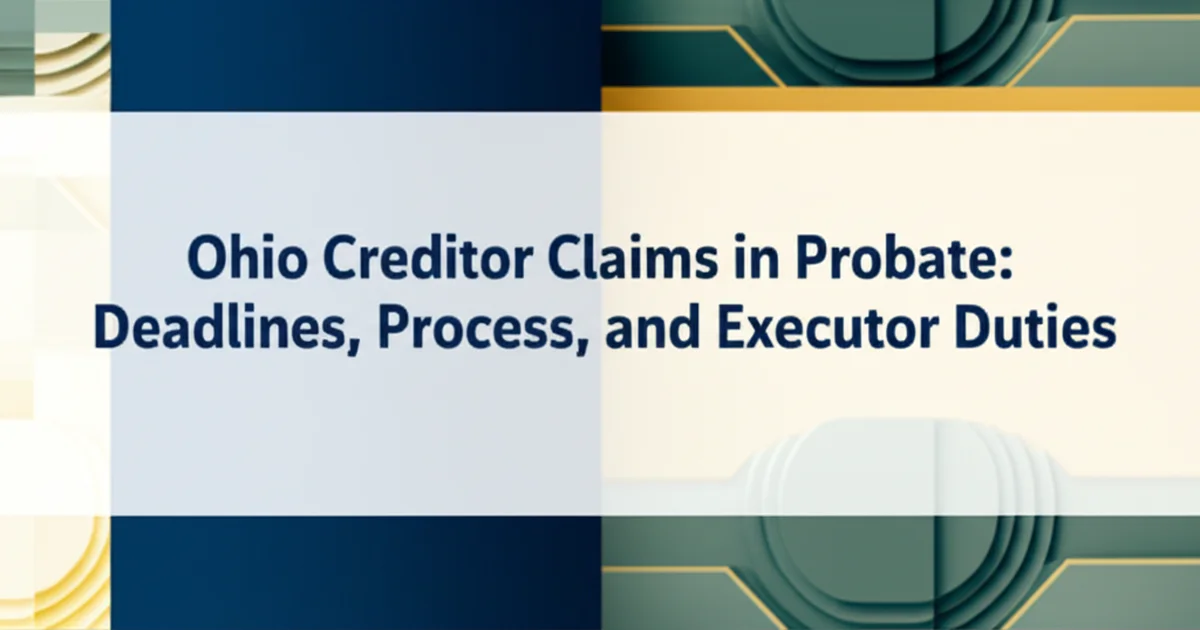 Ohio Creditor Claims in Probate: Deadlines, Process, and Executor Duties