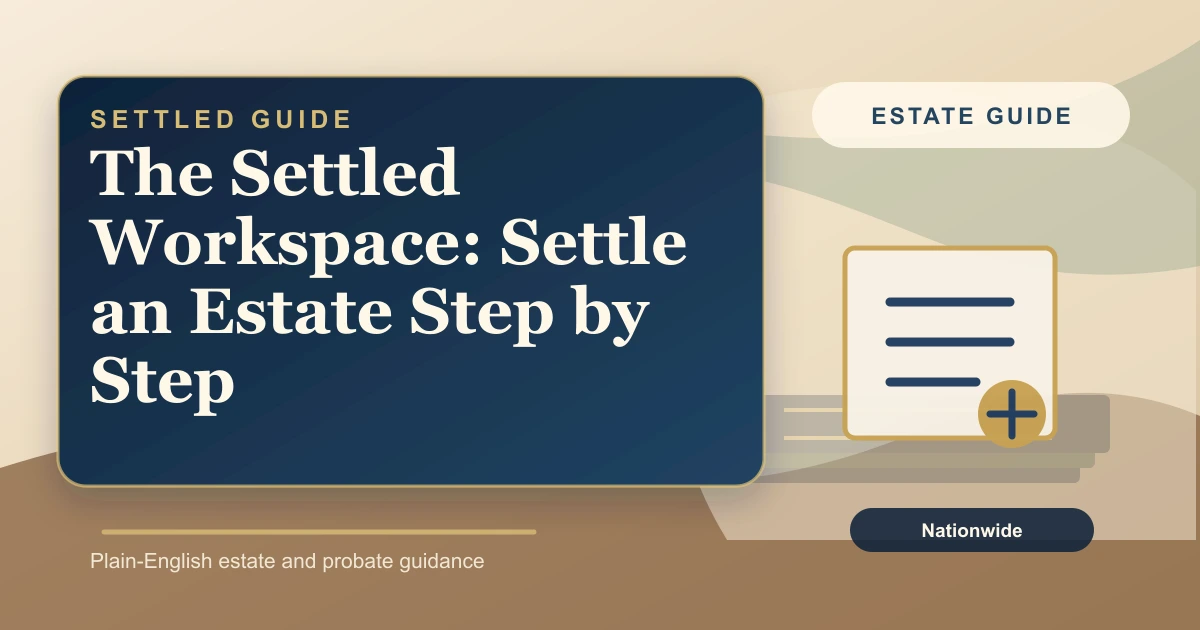 Settled Estate cover: the free probate workspace for settling an estate step by step